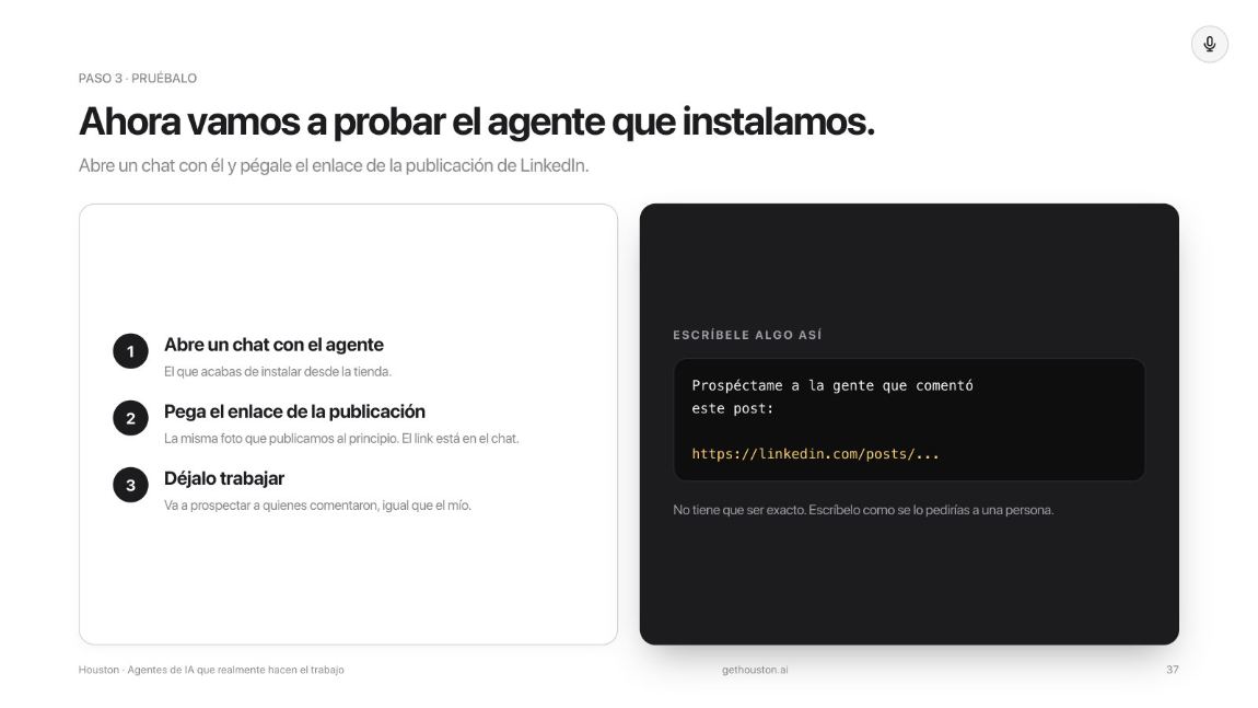How to test the agent: open a chat and paste the post link