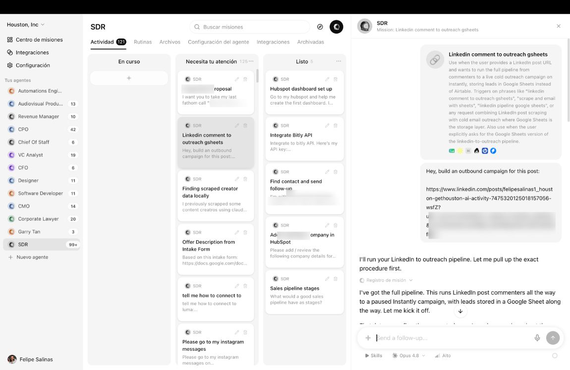 The agent running the LinkedIn comments mission